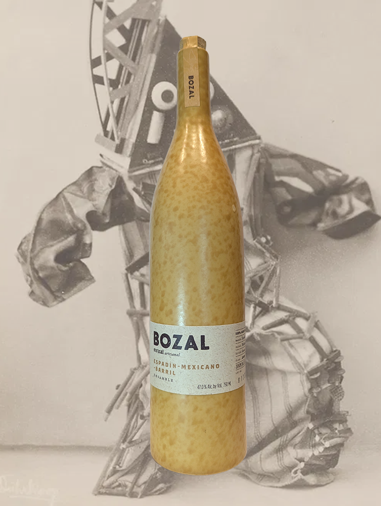 A bottle of Bozal 'Ensamble' Mezcal from Oaxaca, Mexico - Balanced aromas of fruit and spice greet the nose with notes of pear, green apple, allspice and vanilla.