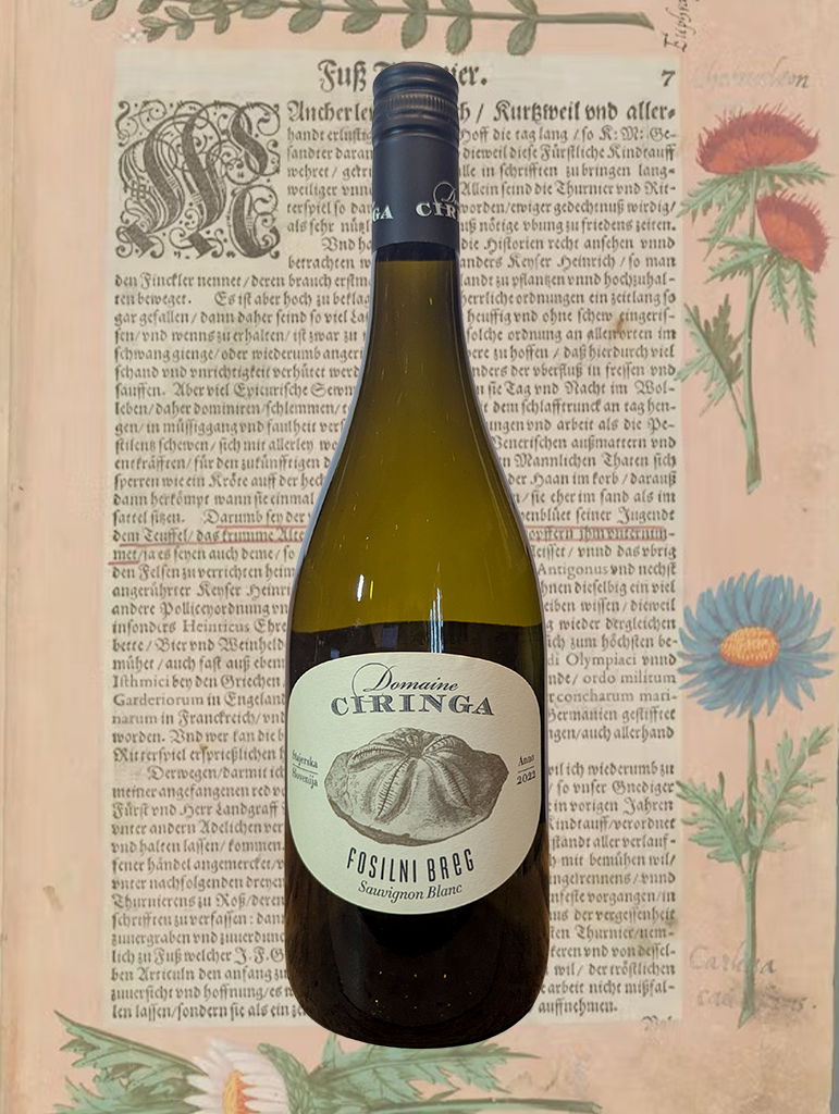 A bottle of Ciringa 'Fosilini Breg' Sauvignon Blanc 2022 from Maribor, Slovenia - A fresh, fruity, and mineral-driven Sauvignon Blanc from Slovenia.