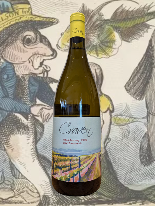 A bottle of Craven Wines ‘Bluegum Grove Vineyard’ Chardonnay 2023 from Stellenbosch, South Africa - A fresh and saline-rich Chardy, all the way from South Africa.