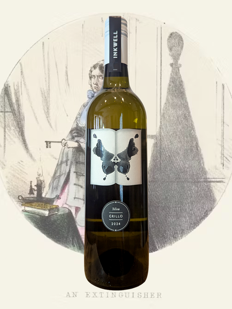 A bottle of Inkwell 'Yellow 'Grillo 2024 from McLaren Vale, SA - Salty, textural skin contact with fresh citrus zestiness and fine chalky tannins