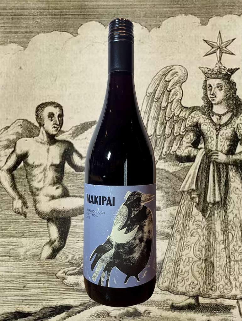 A bottle of Makipai Pinot Noir 2021 from Marlborough, New Zealand