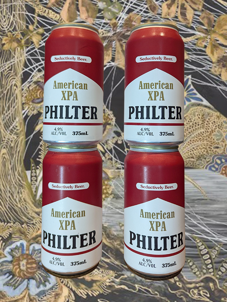 A can of Philter 'American' XPA from Marrickville, NSW - An amplified hop character combines with the crisp refreshment of a pale ale in this highly drinkable beer. For the hop enthusiasts: we’ve used US-sourced Idaho 7 Cryo ad El Dorado for a clean vibrancy and light body. This is where the flavour is.