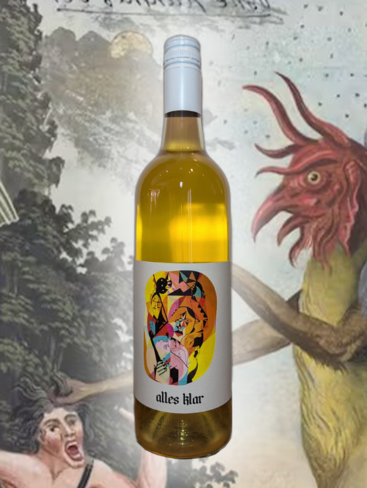 Bottle of Alles Klar 'Dudelsack' 2024 Orange Wine—skin-contact white from Victoria with dried citrus, tea tannins, and a wild, herbal edge.