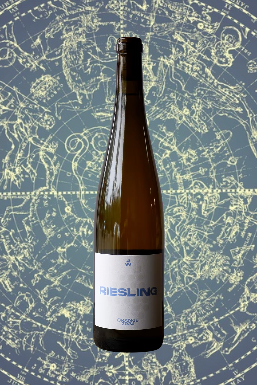 Bottle of Jessop Riesling with a background of a constellation from old times.