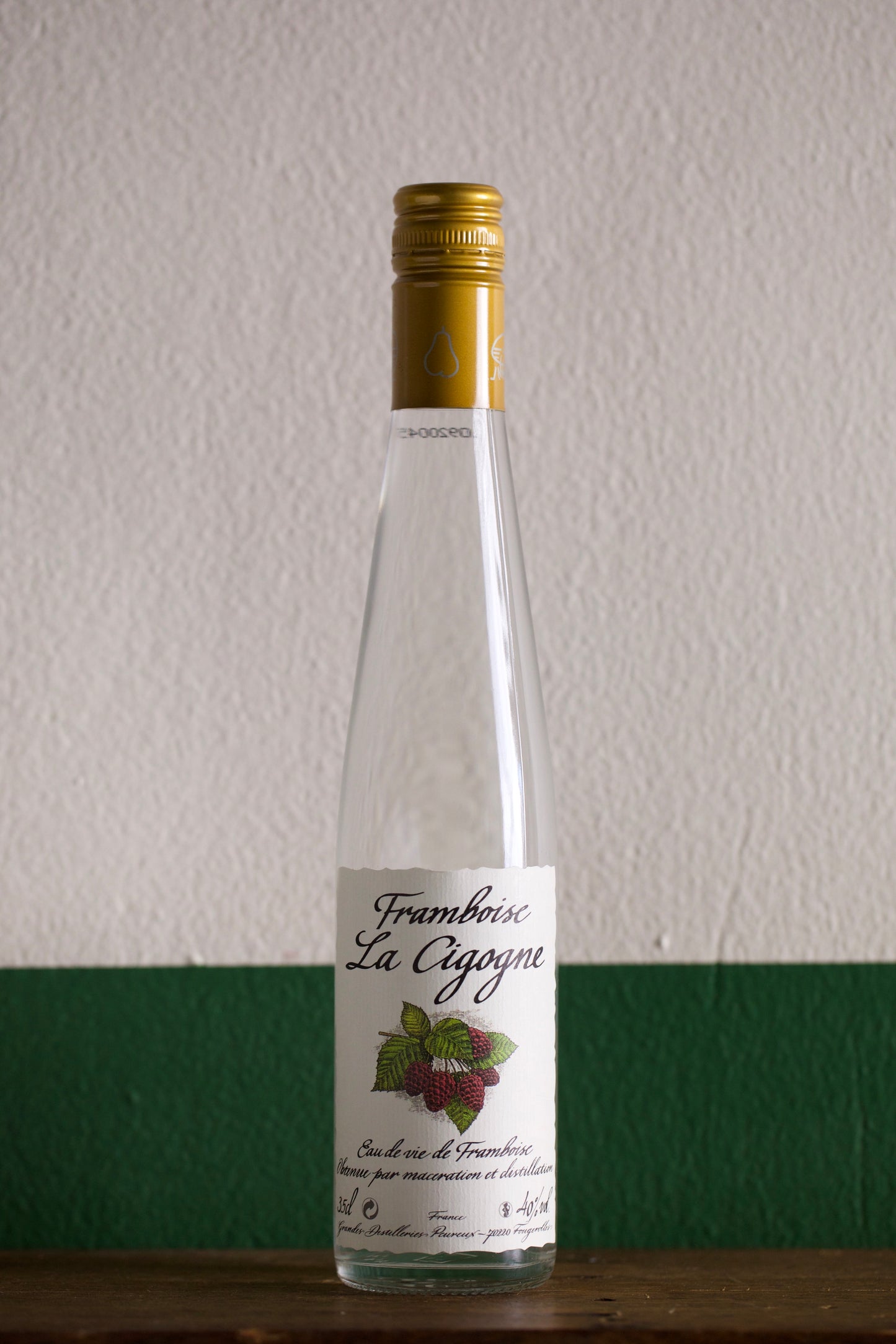Bottle of Peureux 'Framboise La Cigogne' Eau de Vie Rasberry 350ml