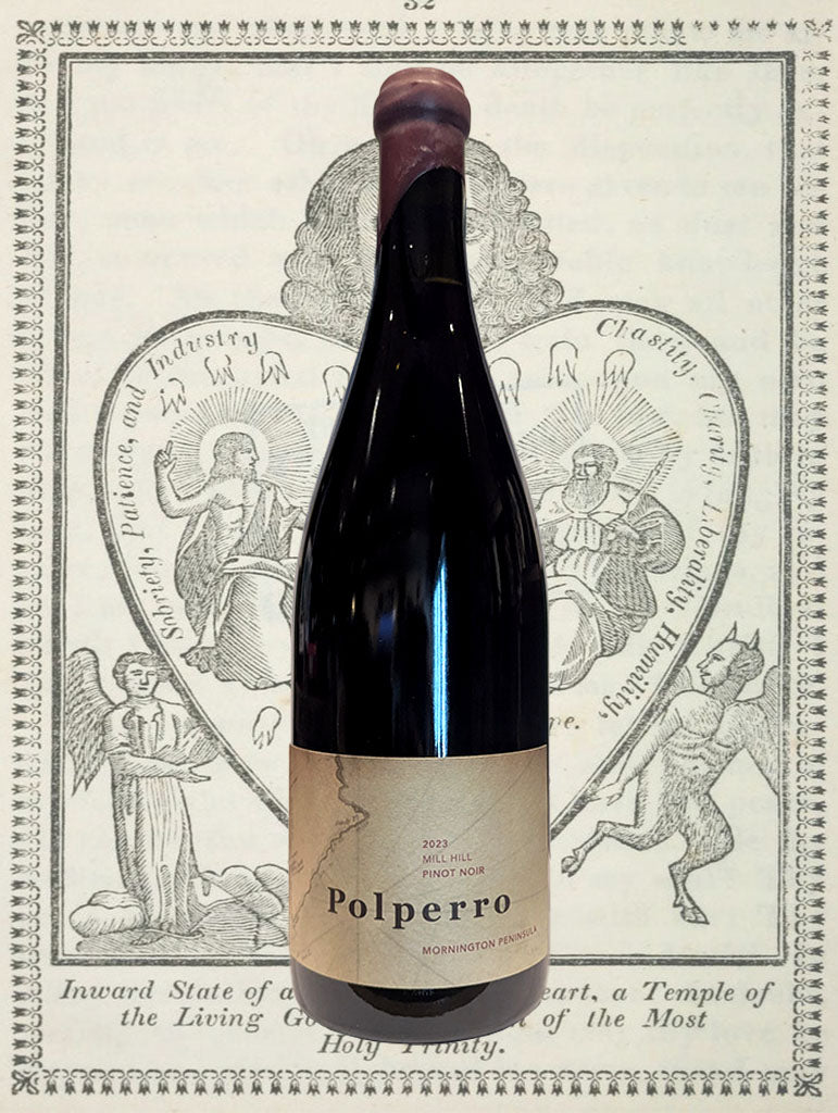 A bottle of Polperro 'Mill Hill' Pinot Noir 2023 from Mornington Peninsula