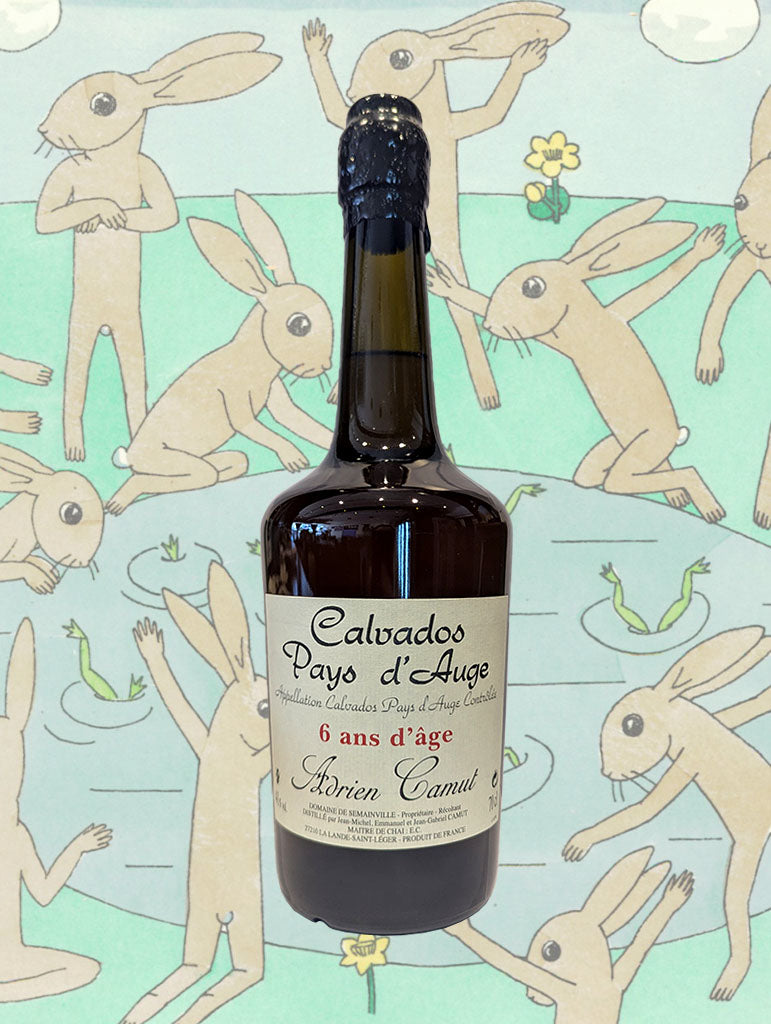 A bottle of Adrien Camut 'Pays d'Auge 6 Years' Calvados from Normandy, France