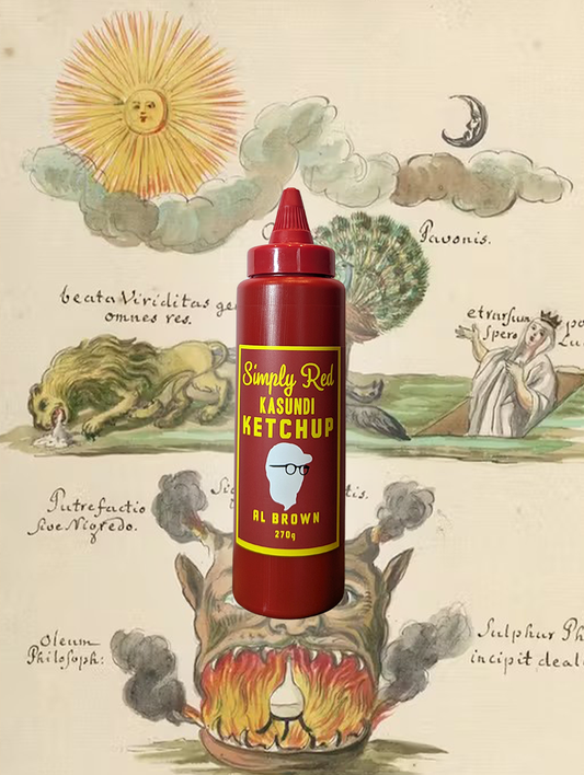 A bottle of Al Brown 'Simply Red Kasundi' Ketchup