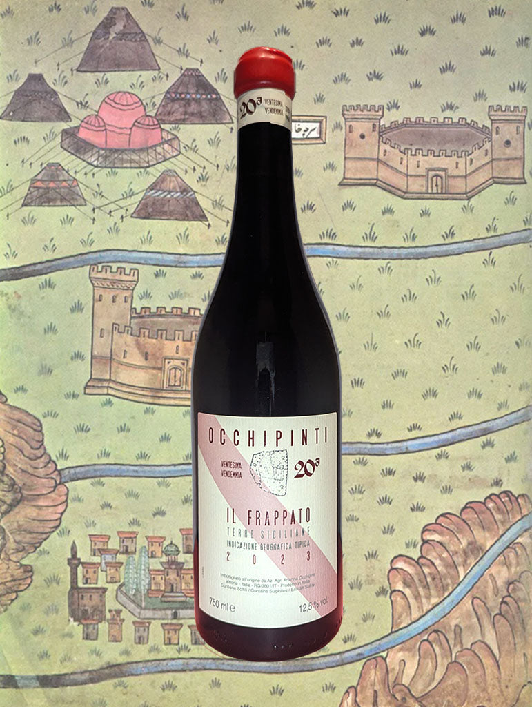 A bottle of Arianna Occhipinti Il Frappato 2023 from Sicily, Italy