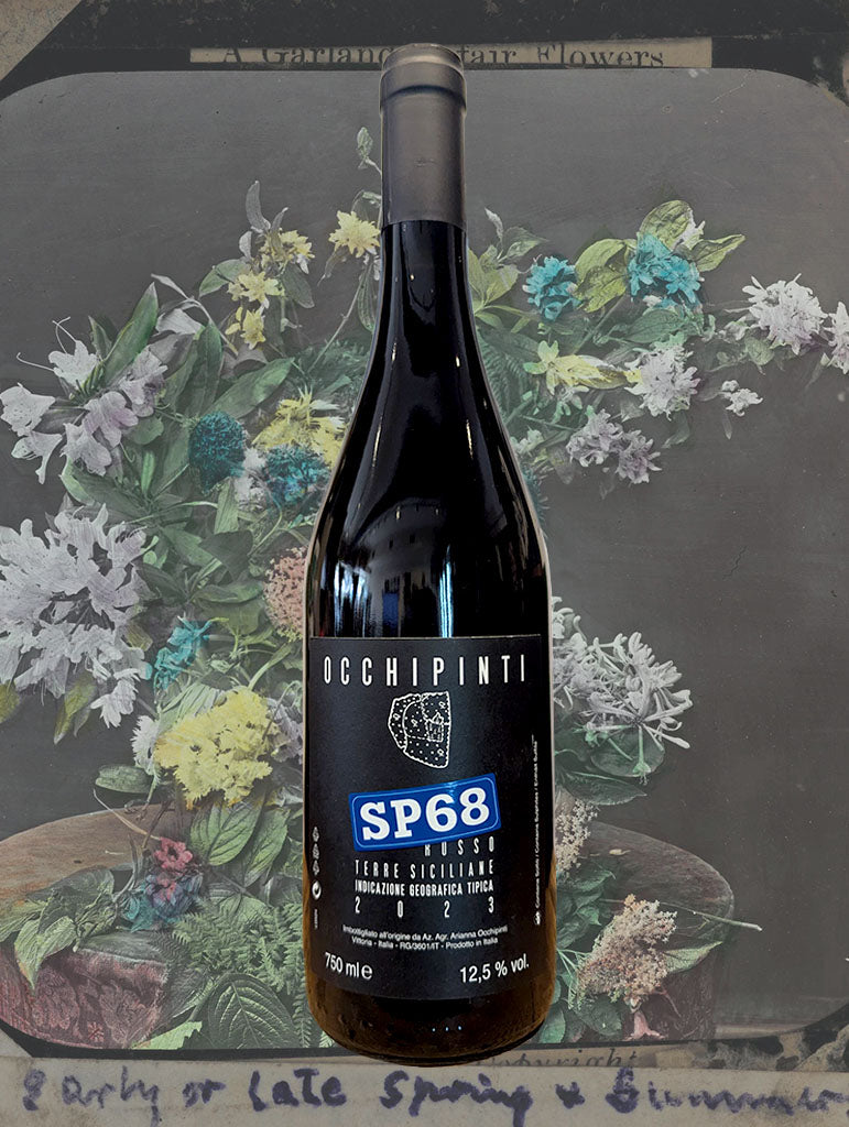 A bottle of Arianna Occhipinti 'SP68 Rosso' 2023 from Sicily, Italy
