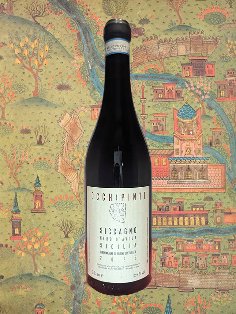 A bottle of Arianna Occhipinti 'Siccagno' Nero d'Avola 2022 from Sicily, Italy