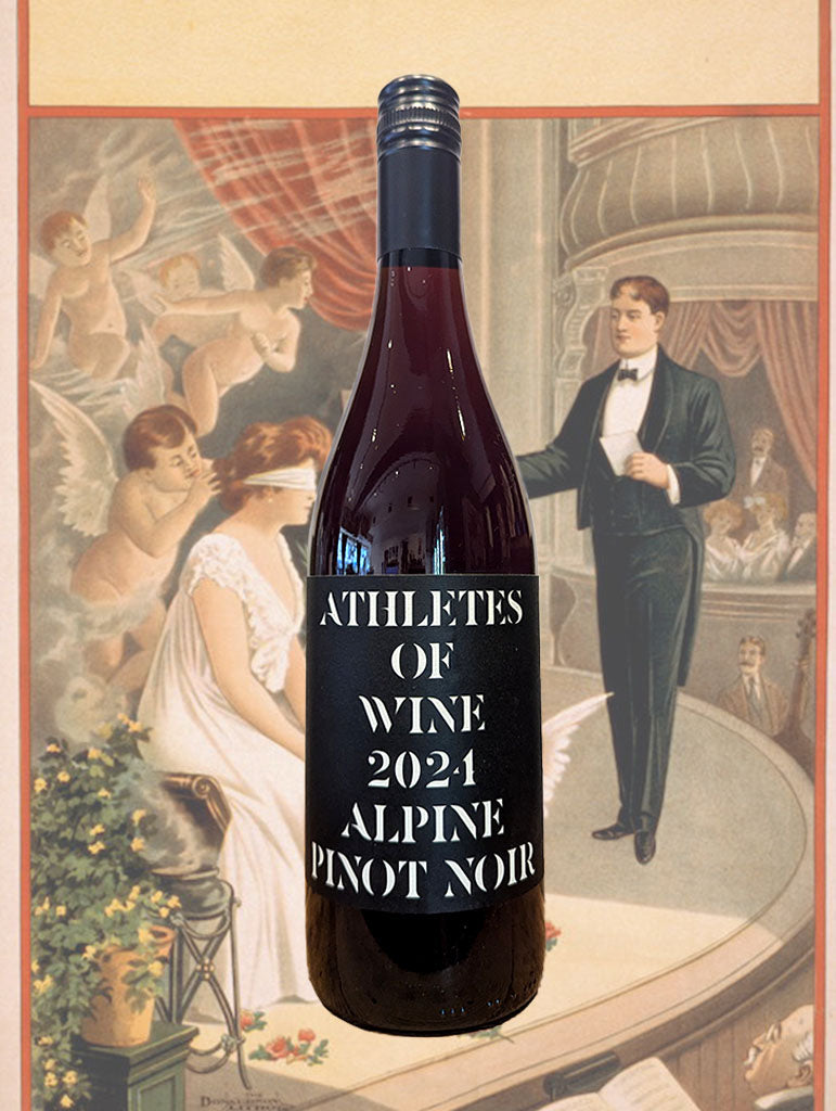 A bottle of Athletes of Wine Alpine Pinot Noir 2024 from Alpine Valley, Victoria