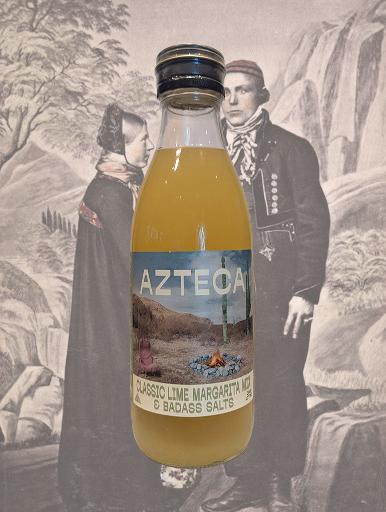 A bottle of Azteca 'Classic' Lime Margarita Mix & Badass Salts from Northern Rivers