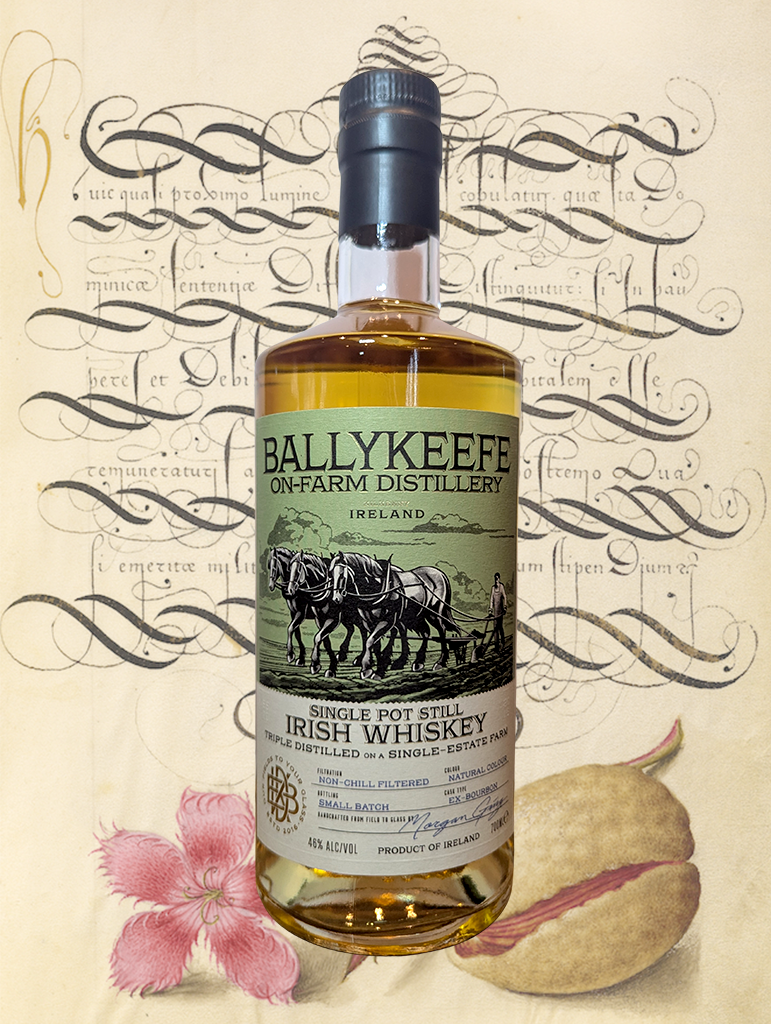 A bottle of Ballykeefe Single Pot Still Irish Whisky from Kilkenny, Ireland - Small batch Single Pott Still whiskey from Ireland. 