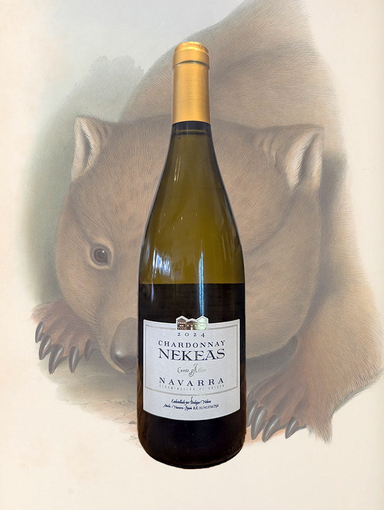 A bottle of Bodegas Nekeas 'Cuvee Allier' Chardonnay 2024 from Navarra, Spain