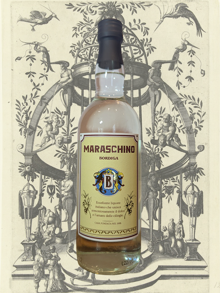 A bottle of Bordiga Maraschino from Piemonte, Italy