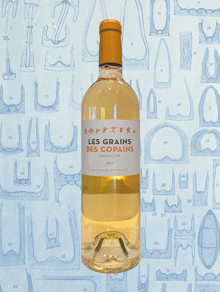 A bottle of Camin Larredya 'Les Grains des Copains' Jurancon Moelleux 2022 from South West, France
