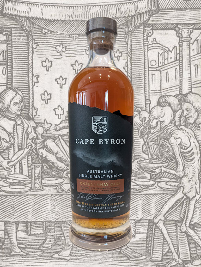 A bottle of Cape Byron 'Chardonnay Cask' Whisky from NSW