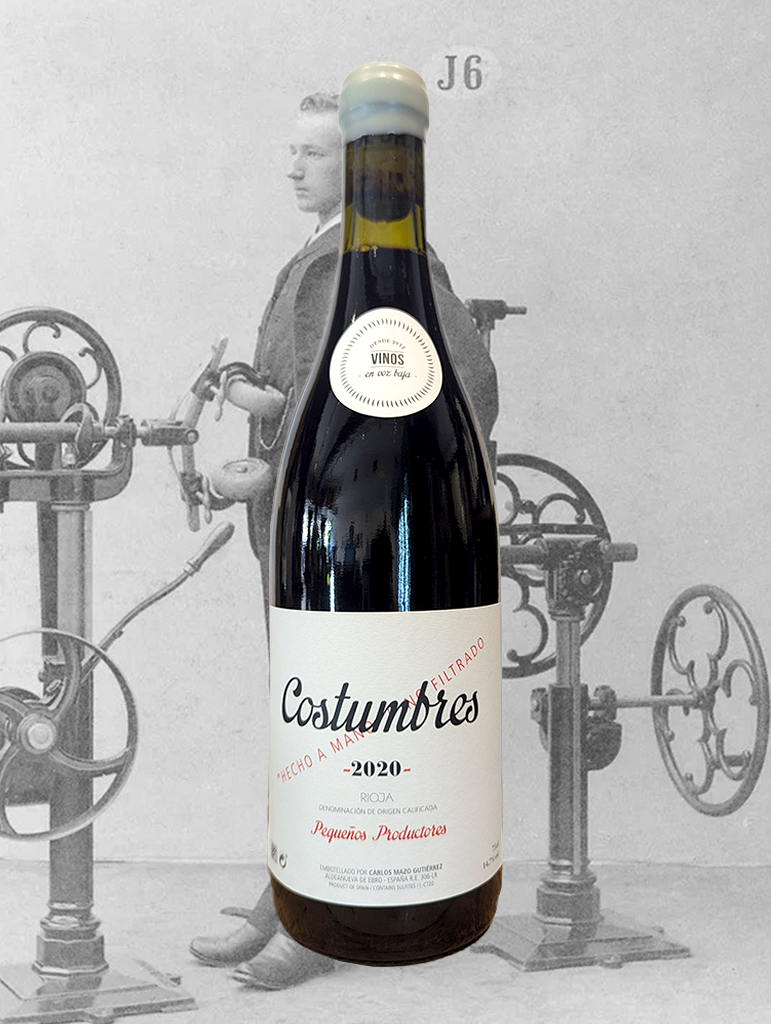 A bottle of Carlos Mazo 'Costumbres' Rioja Tinto 2020 from Rioja, Spain