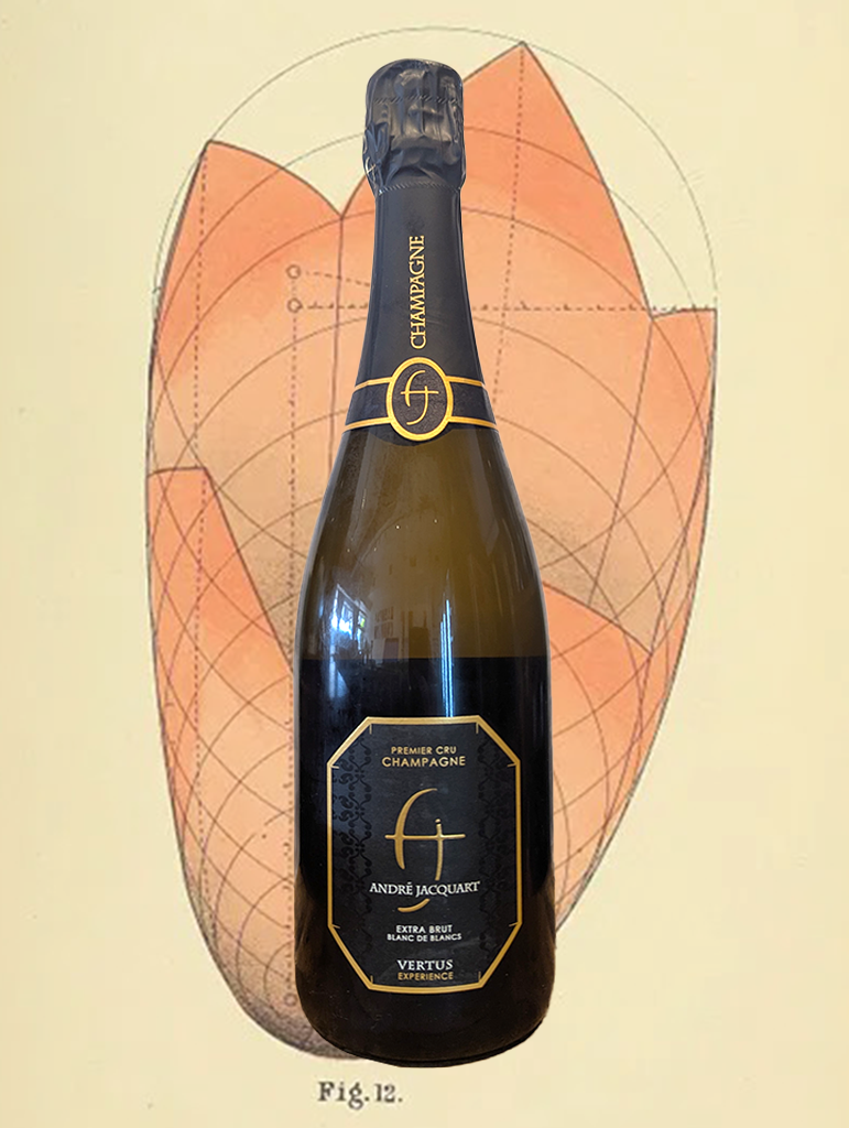 A bottle of Champagne Andre Jacquart 'Vertus' NV from Champagne, France