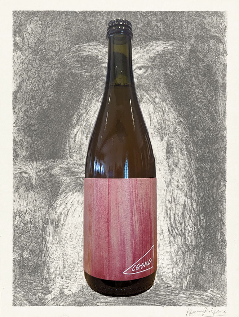 A bottle of Cosmo Rhubarb Saison 2023 from Bathurst, NSW