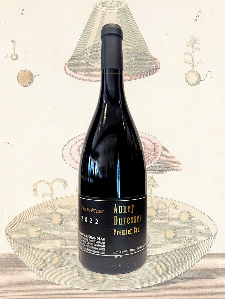 A bottle of Cruchandeau 'Le Bas de Buresses' Auxey Duresses 1er Cru 2022 from Burgundy, France
