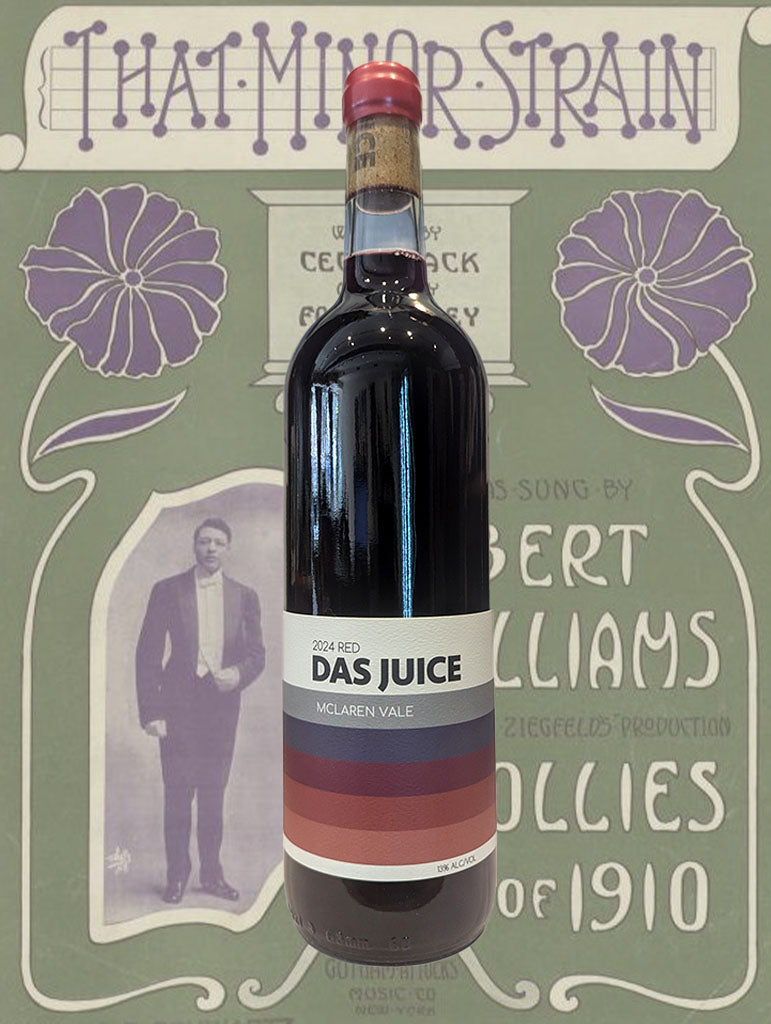 A bottle of Das Juice Red 2024 from McLaren Vale