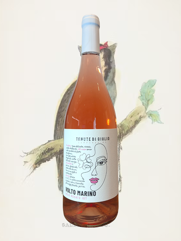 A bottle of Di Giulio 'Volto Marino' Osco Rosato 2024 from Molise, Italy - A sweet-yet-savoury Montepulciano Rosato from Italy's little known Molise region.