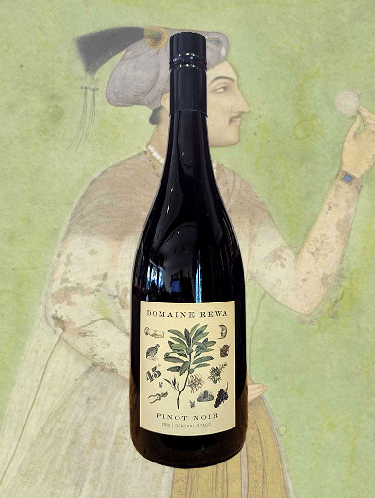 A bottle of Domaine Rewa Pinot Noir 2020 from Central Otago, New Zealand