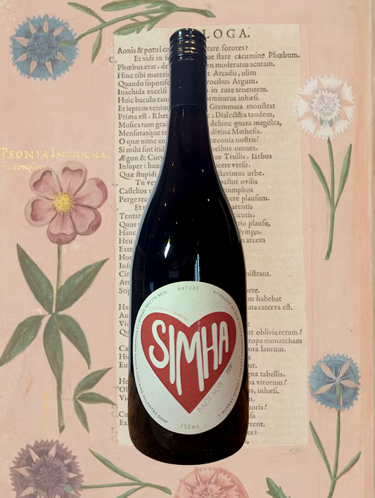 A can of Domaine Simha 'Nature' Pinot Noir 2024 from Tasmania - An elegant and bright Pinot Noir - it's packed the Derwent Valley terroir into a bottle. 