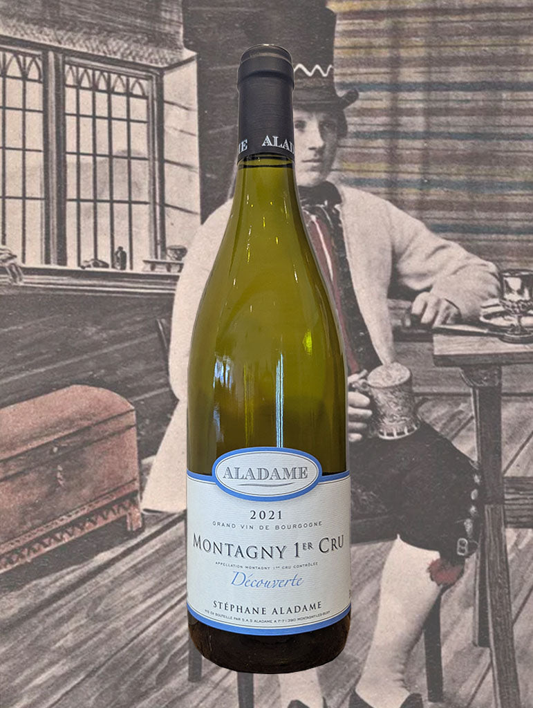 A bottle of Domaine Stephane Aladame 'Decouverte' Montagny 1er Cru 2021 from Burgundy, France