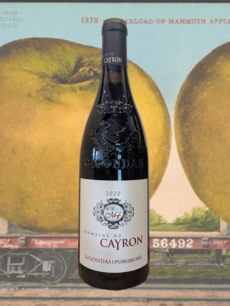 A bottle of Domaine du Cayron Gigondas 2020 from Northern Rhone, France
