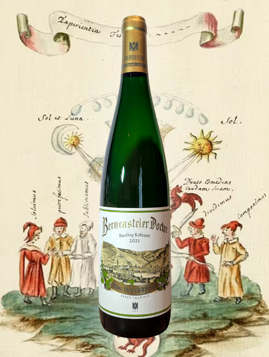 A bottle of Dr Thanisch Berncasteler Doctor Riesling Kabinett 2021 from Mosel, Germany