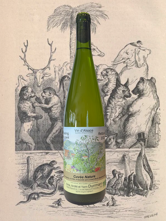 A bottle of Durrmann 'Riesling sur Granit Cuvee Nature' 2023 from Alsace, France