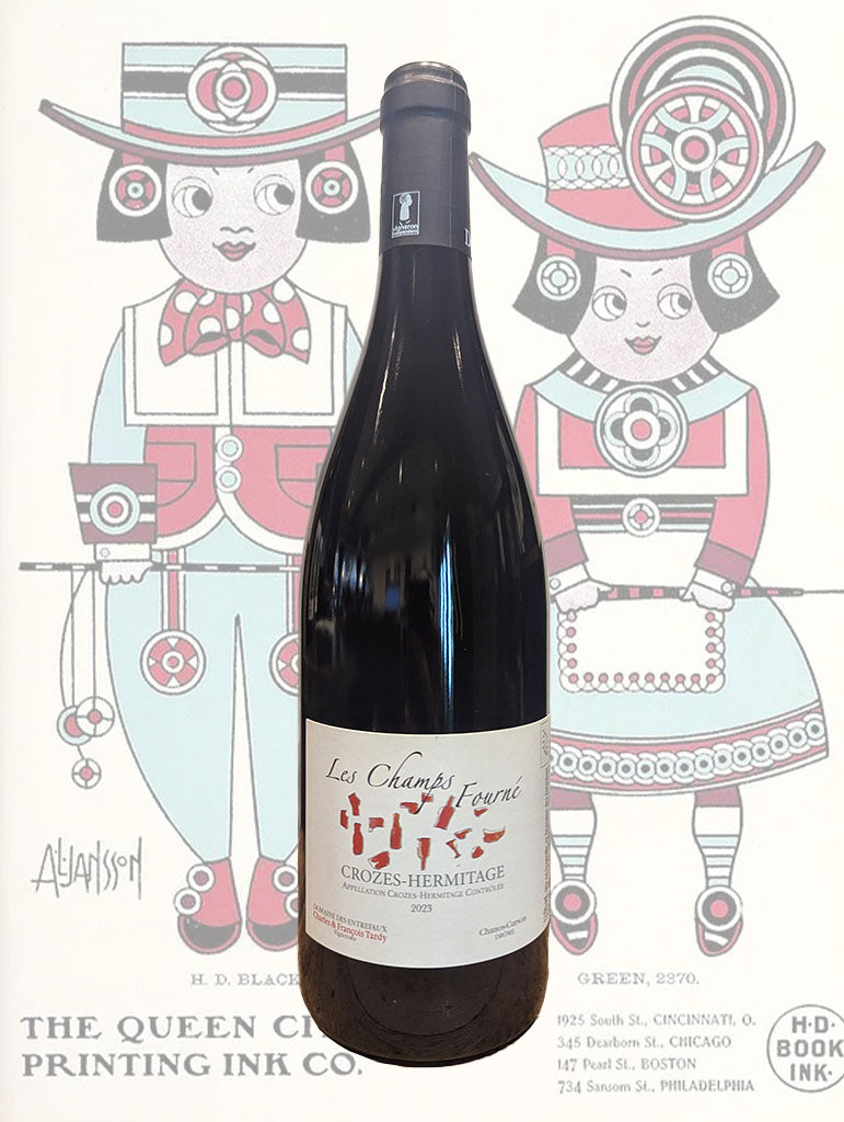 A bottle of Entrefaux 'Les Champs Fourne' Crozes Hermitage 2023 from Rhone, France