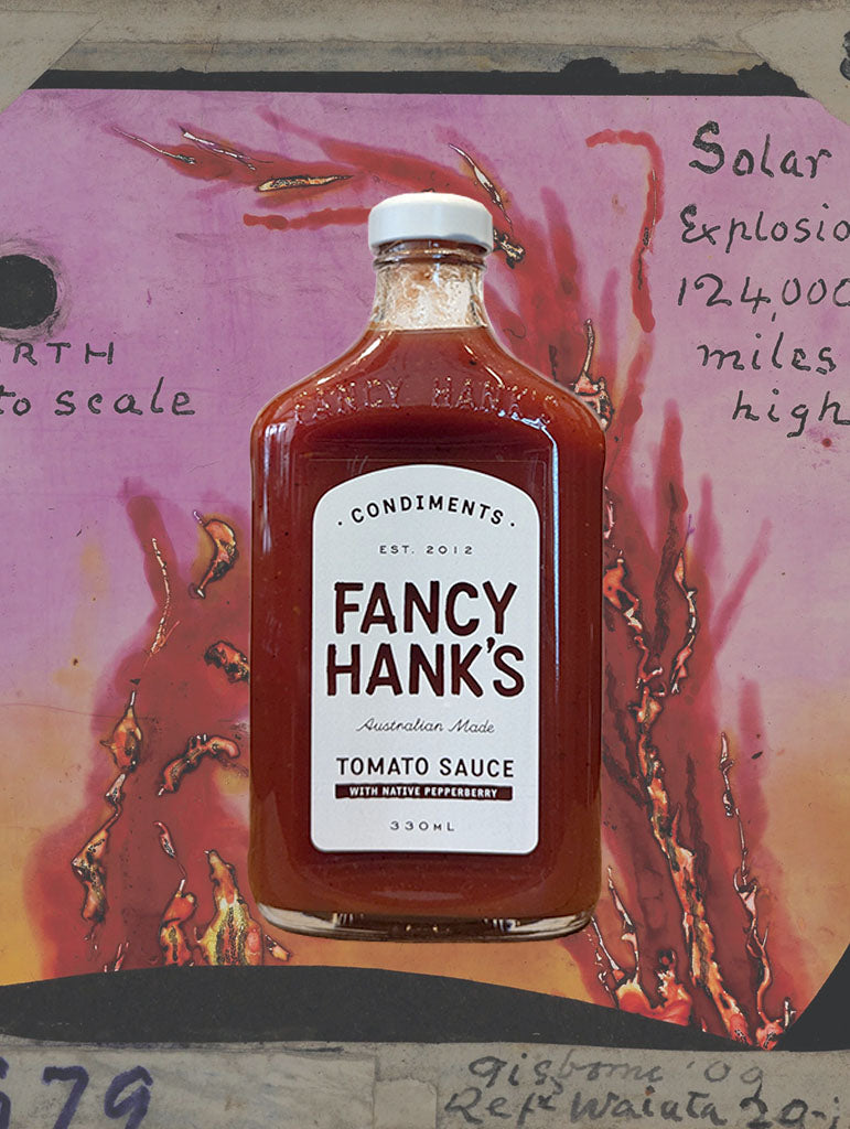 A bottle of Fancy Hanks Tomato Sauce from Melbourne, VIC