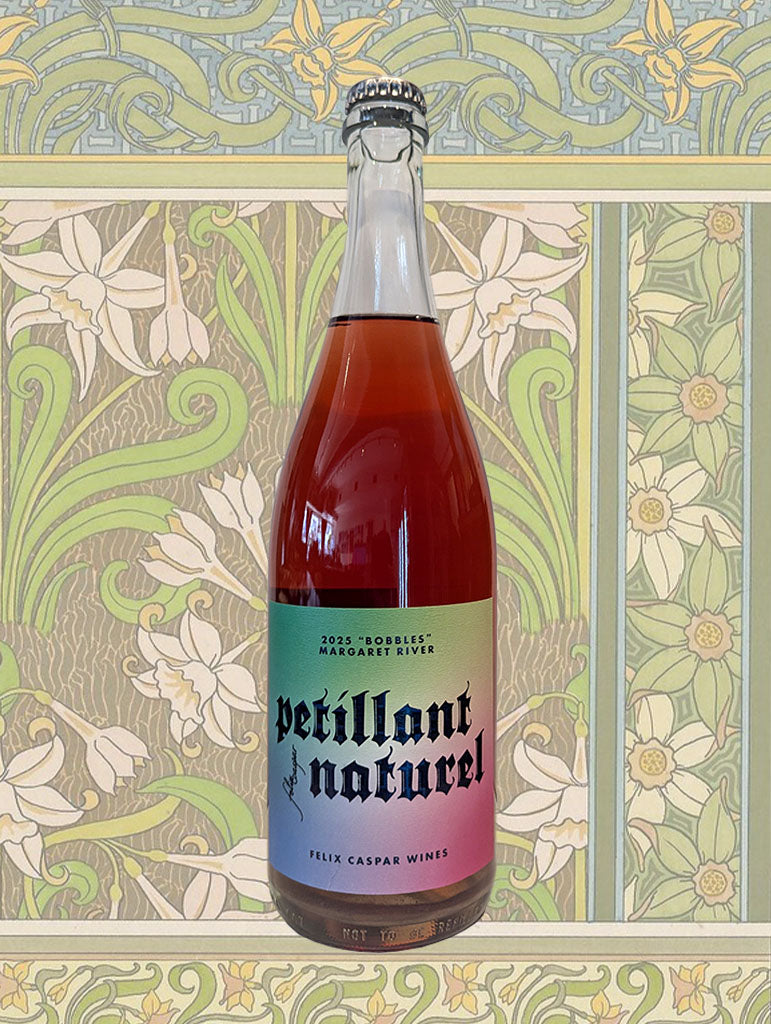 A bottle of Felix Casper 'Bobbles' Petillant Naturel Merlot 2025 from Margaret River