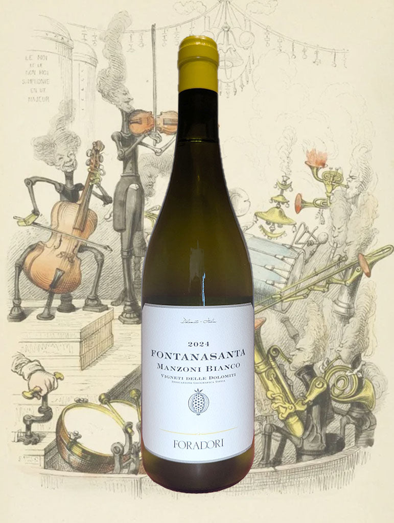 A bottle of Foradori 'Fontanasanta' Manzoni Bianco 2024 from Trentino, Italy