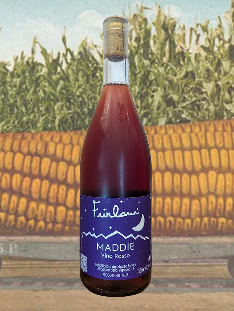 A bottle of Furlani 'Maddie' Rosso 2021 from Trentino, Italy