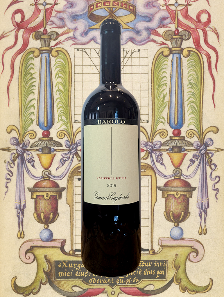 A bottle of Gianni Gagliardo 'Castelletto' Barolo Monforte d'Alba 2019 from Piemonte, Italy - An elegant and sophisticated Nebbiolo that's worth savouring.  