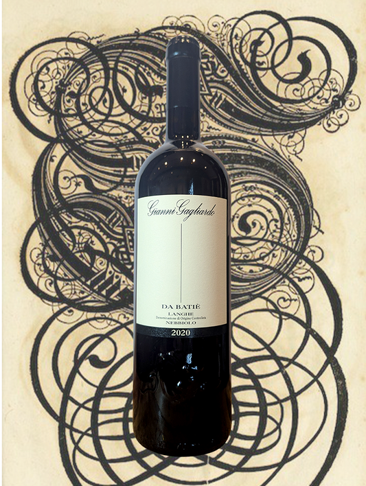 A bottle of Gianni Gagliardo 'DaBatiè' Langhe Nebbiolo 2020 from Piemonte, Italy - A gentle and savoury Nebbiolo from the hills of Piemonte. 