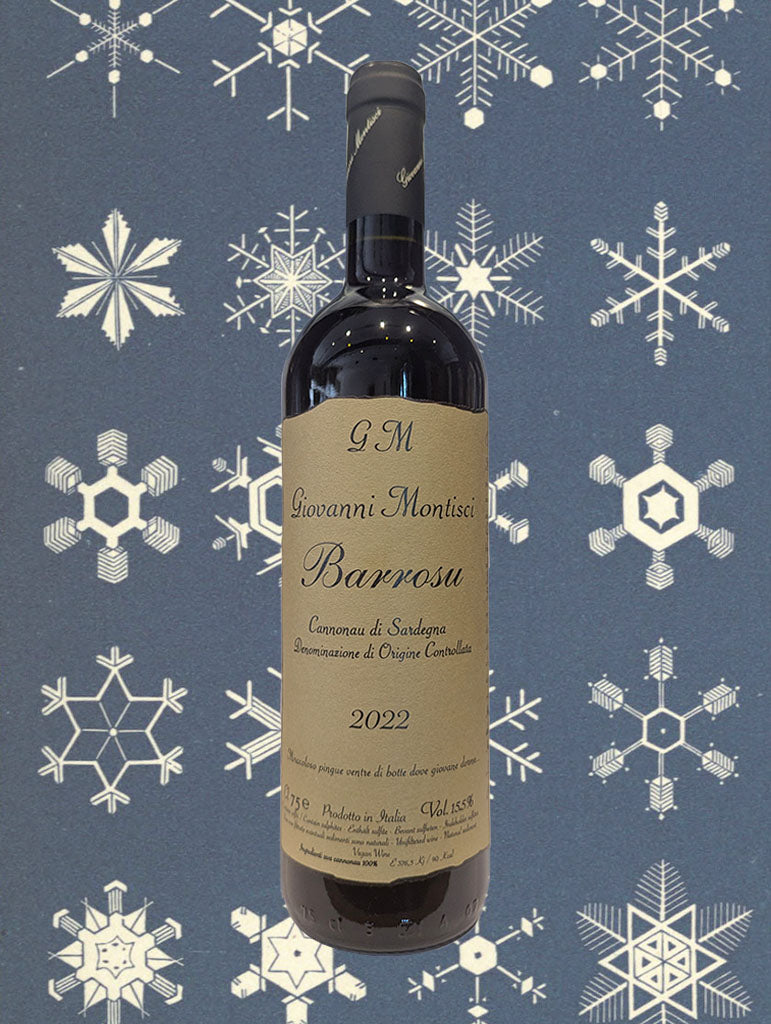 A bottle of Giovanni Montisci 'Barrosu' Cannonau 2022 from Sardinia, Italy