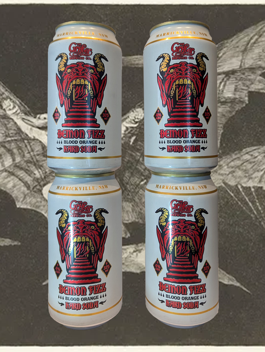 A can of Grifter Demon Fizz Blood Orange Hard Soda from Marrickville, NSW