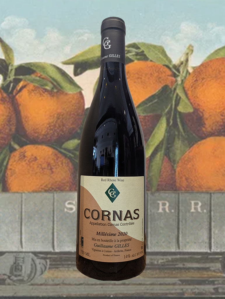 A bottle of Guillaume Gilles 'Chaillot' Cornas 2020 from Northern Rhone, France