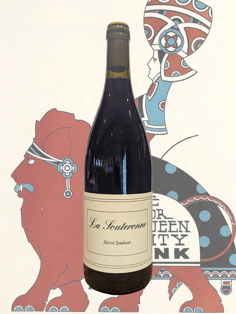 A bottle of Hervé Souhau 'La Souteronne' Gamay 2024 from Rhône Valley, France