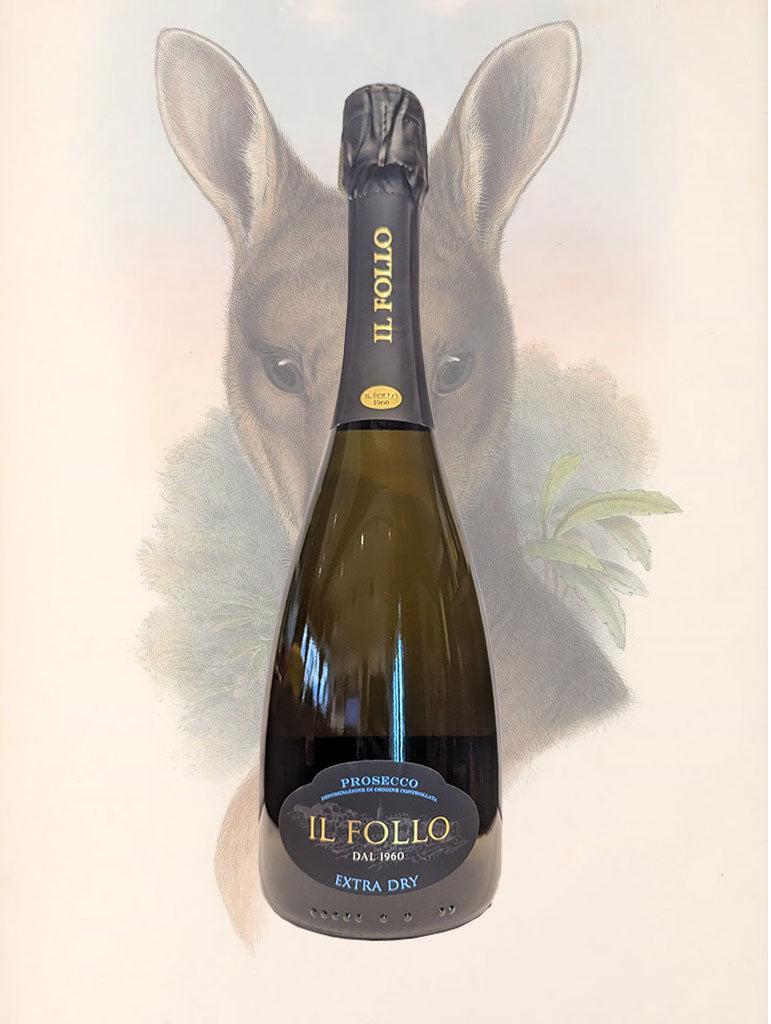 A bottle of Il Follo Prosecco Extra Dry NV from Veneto, Italy