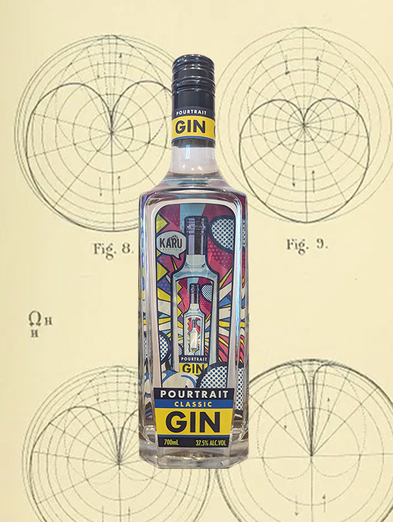 A bottle of Karu Distillery 'Pourtrait' Classic Gin from Hawkesbury, NSW