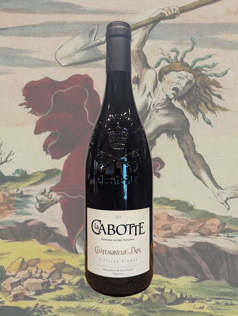 A bottle of La Cabotte 'Vieilles Vignes' Chateauneuf du Pape Rouge 2022 from Rhône Valley, France