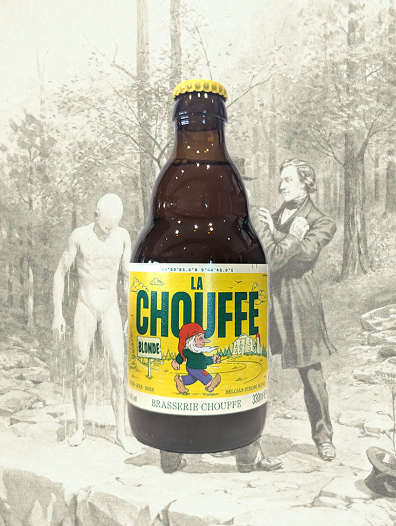 A bottle of La Chouffe Belgian Blonde from Belgium