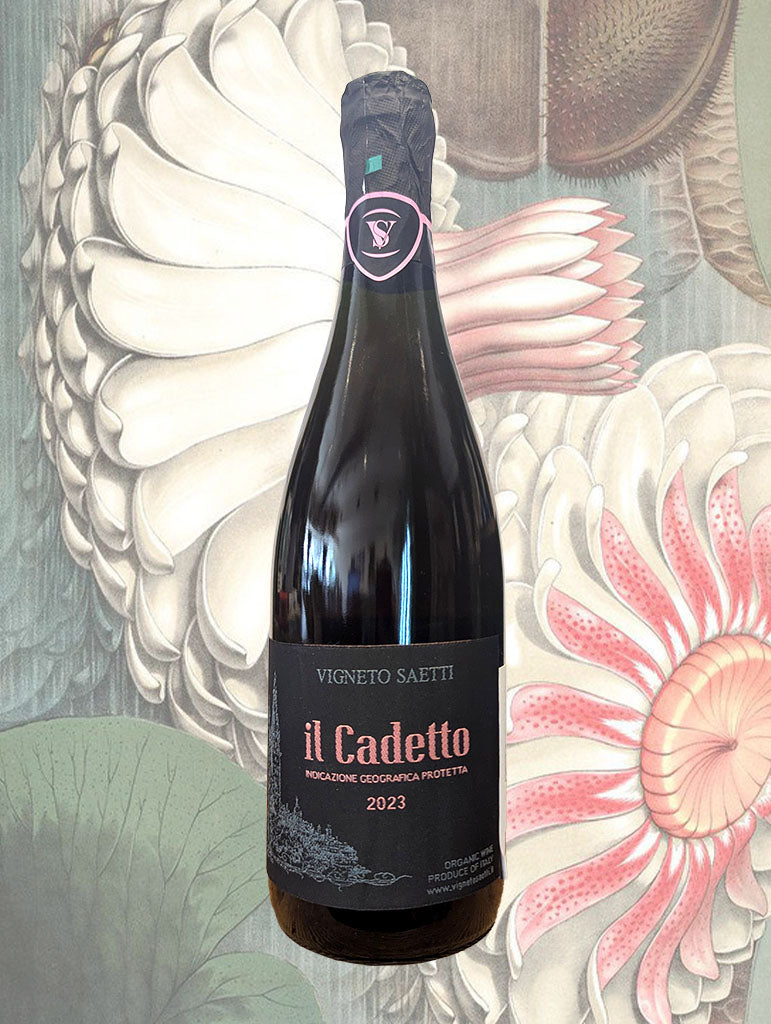 A bottle of Luciano Saetti 'Il Cadetto' Rosato Lambrusco 2023 from Emilia-Romagana, Italy